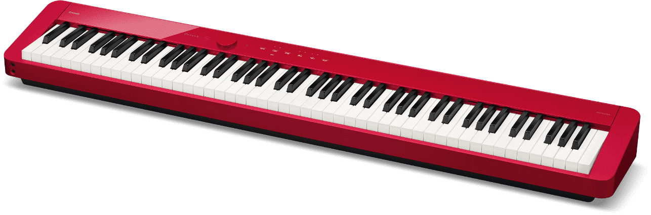 Slim red shiny keyboard.